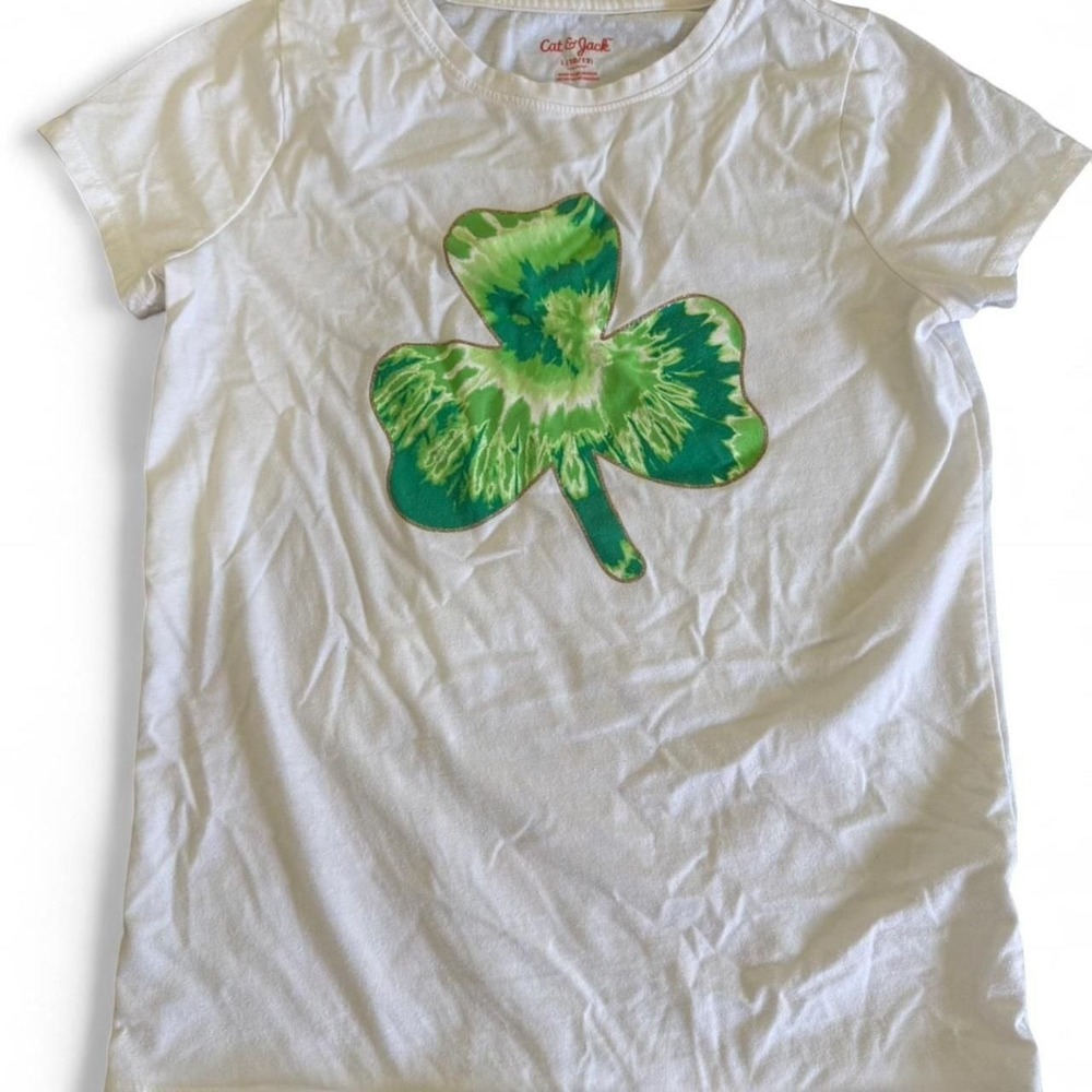 Cat & Jack Girls St.‎ Patrick's Day Tie-Dye Shamrock T-Shirt - Size 10/12